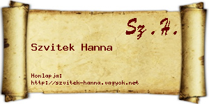 Szvitek Hanna névjegykártya